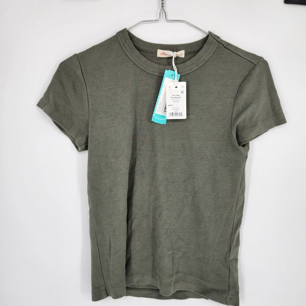 Marine Layer Dark Green Small Lexi Rib Sun In Crew Tee NWT - Picture 1 of 7